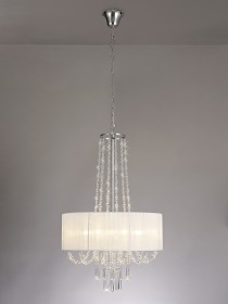 Freida Polished Chrome-White Crystal Ceiling Lights Diyas Shaded Crystal Fittings